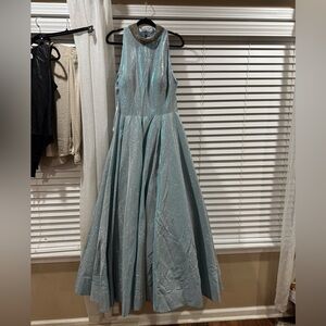 Mac Duggal Sparkling Teal Sleeveless Dress
